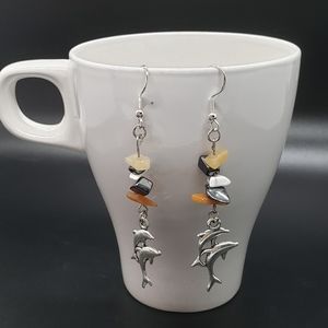 Dolphin Rock Sterling Silver Earrings